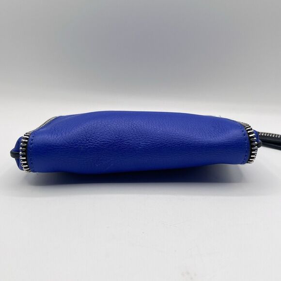 BOTKIER NEW YORK Soho Clutch Pebbled Leather Wristlet Zipper Electric Blue NEW - Picture 8 of 12